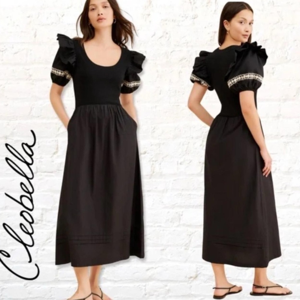 Cleobella Selma Midi Dress in Black & Ivory NWT size Small
